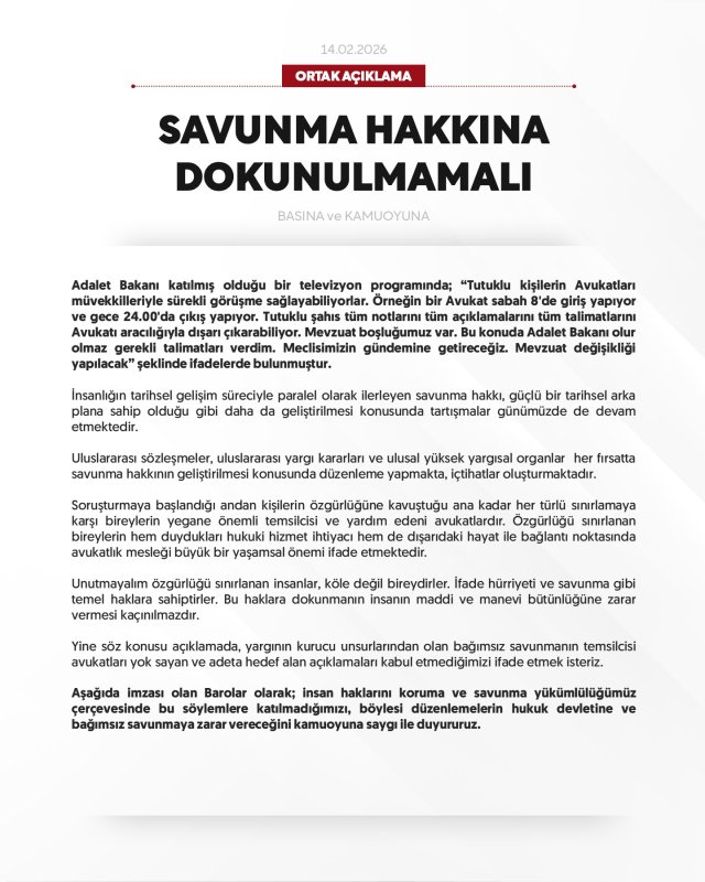80 Barodan Adalet Bakanı Gürlek'in Açıklamalarına Ortak Tepki!