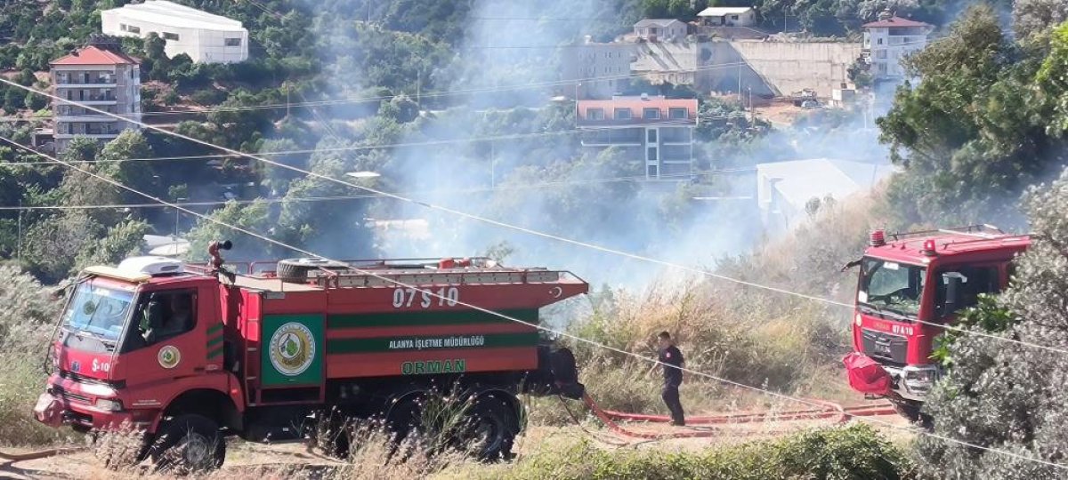 Alanya'da Zirai Alanda Çıkan Yangında 1 Dönüm Zarar Gördü